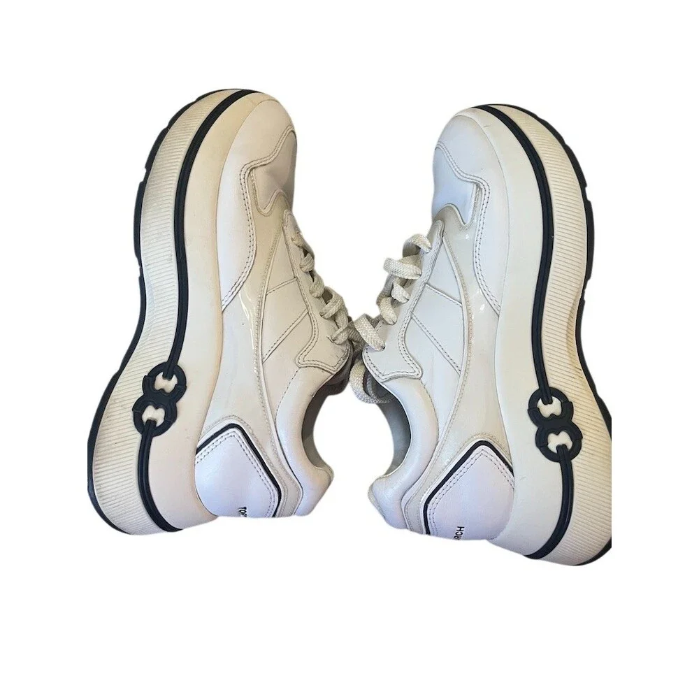 Tory Burch Gemini Link Platform Sneakers Womens Size 8 White Lace Up